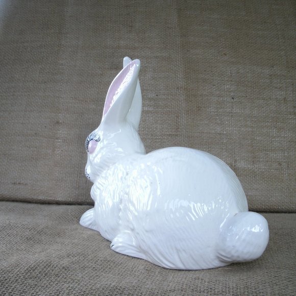 Vintage Handmade Ceramic White Rabbit Figurine - Picture 8 of 16